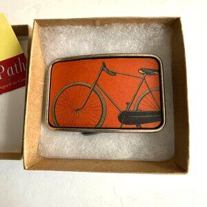 NIB Vintage Bicycle Design Leather Belt Buckle Handmade Cycling Cyclist Gift